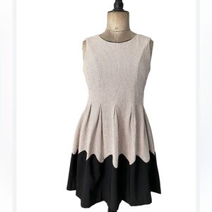 Esley Sleeveless Textured Fit & Flare Pleated Dress Size L